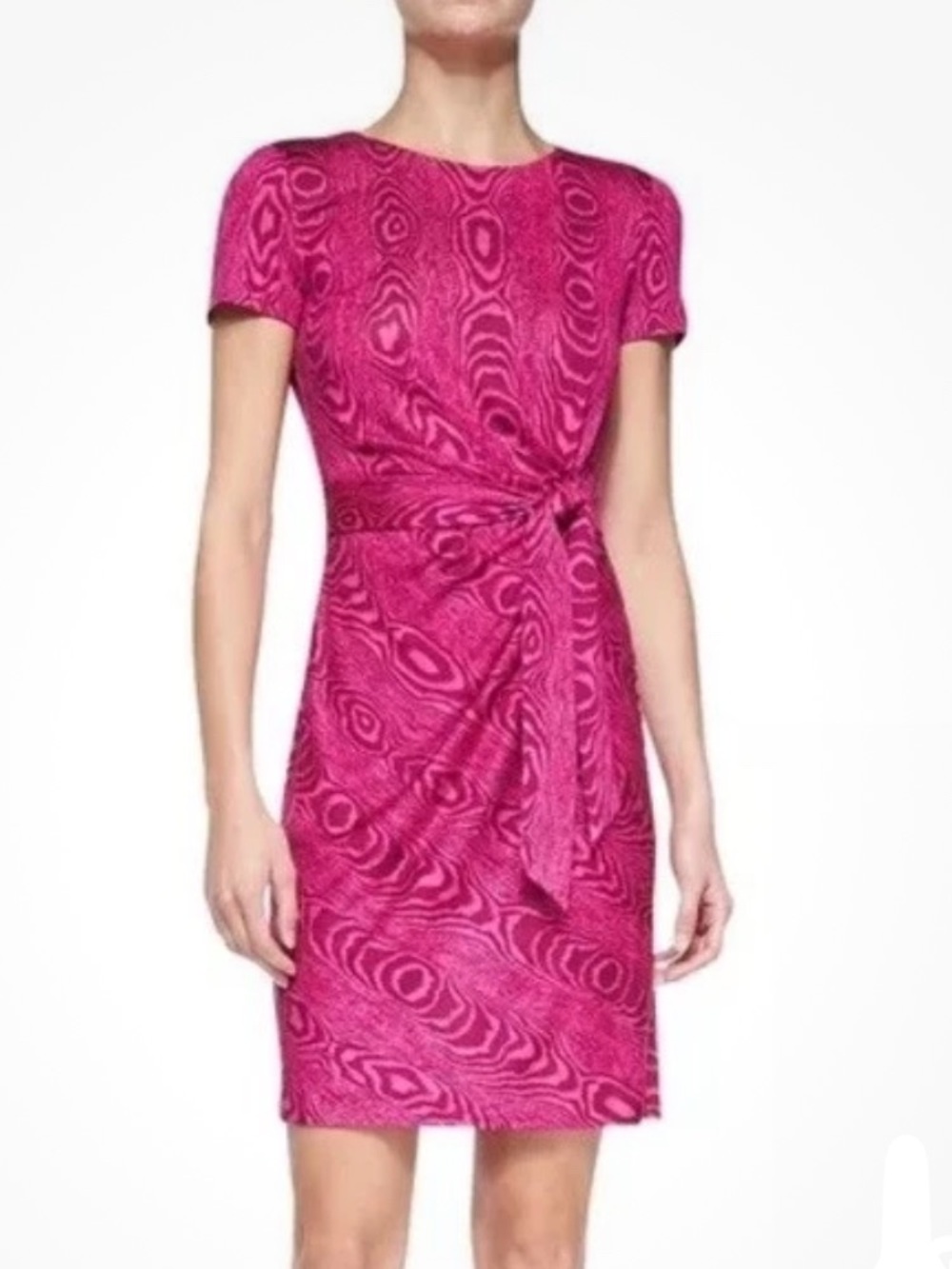 Diane Von Furstenberg Zoe dress Fuchsia wood grain print Short-Sleeve Tie jersey